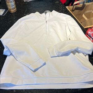 Mens white Adidas qtr zip. Large